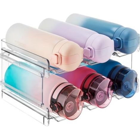 Soporte apilable para botellas de vino，Soporte de plástico para botellas de agua para encimera de cocina，Paquete de 2 (1/5)