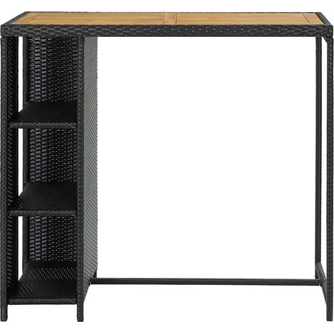 vidaXL Mesa bar estante almacenaje 120x60x110 cm ratán sintético negro (1/2)