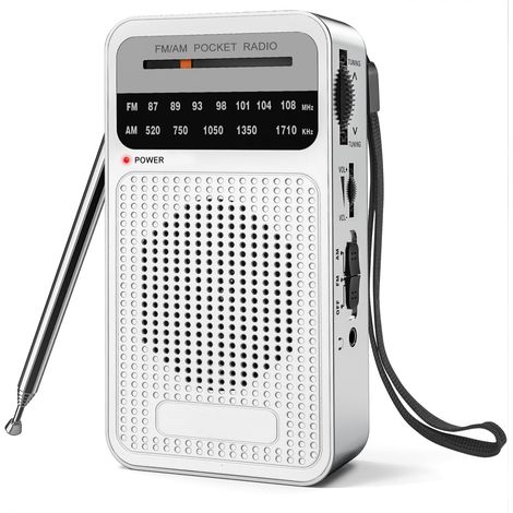 Ra portable, réception longue distance AM FM, ra transistor, pour utilisation intérieure, extérieure et d'urgence - Argent. (1/5)