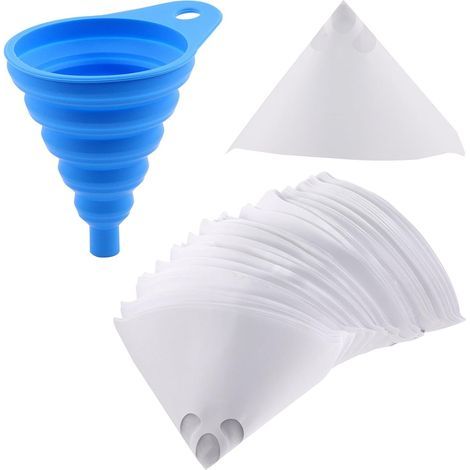 101 PCS Paint Filter Paint cone combo Kit et 1 pcs entonnoir en silicone avec crochet, filtre de 100 microns avec maille en nylon fine pour voiture, maison, artisanat (1/5)