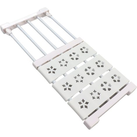 Lot extensible blanc sans perçage pour placard 24cm largeur 38‑55cm longueur étagère télescopique range‑vêtements séparateur (1/5)
