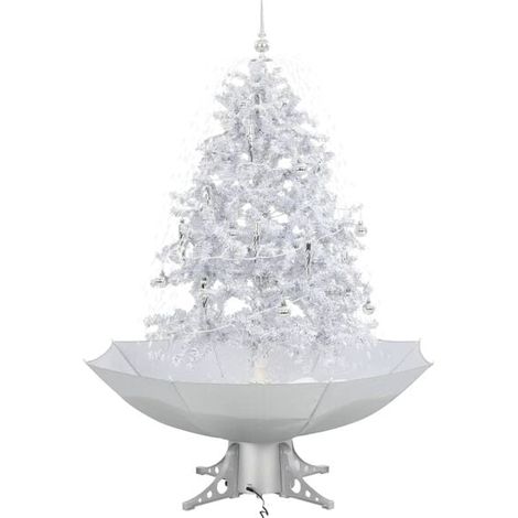 Arbre de Noël neigeux avec base de parapluie Blanc 140 cm, Décoration de Noël (1/5)