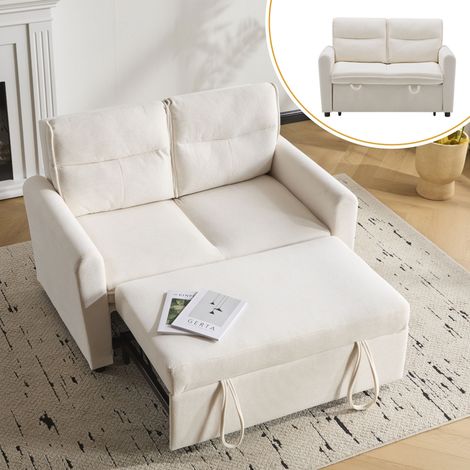 Sofá cama plegable beige, sofá cama retráctil con respaldo ajustable y función deslizante, ideal para salas de estar, dormitorios y apartamentos pequeños. (1/5)
