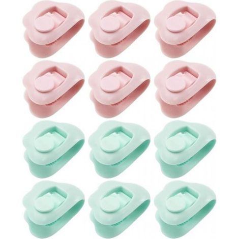 Lot de 12 clips de fixation pour housse de couette en plastique sans épingles pour maintenir les coins en place, fixation pour coussins, rideaux, décoration, rose et bleu (1/5)