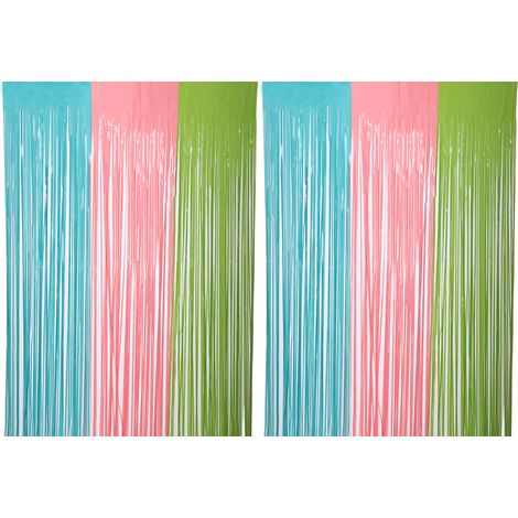 Lot de 2 Rideaux à franges, feuille d'aluminium, décor métallisé, anniversaire, fête (1/5)