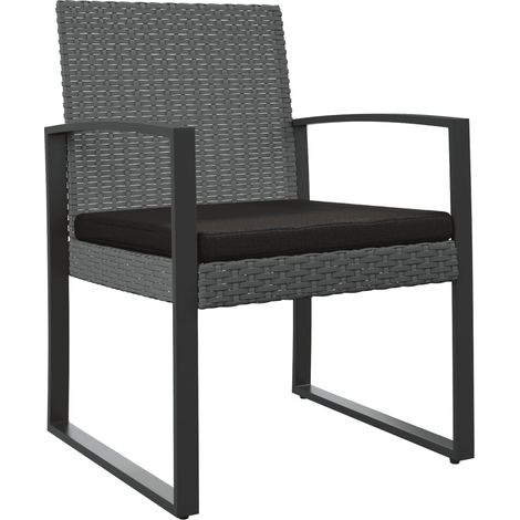 Chaises à manger de jardin lot de 2 Chaises d'extérieur gris foncé rotin PP (1/5)