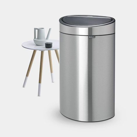 Touch Bin avec seau intérieur plastique, Acier Mat, 40 L (1/5)