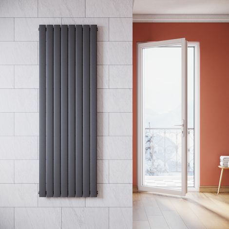 SONNI Radiateur eau chaude en acier Conception murale Vertical Tube plat Radiateur chauffage central 1800x542mm Panneau Unique Anthracite (1247W)