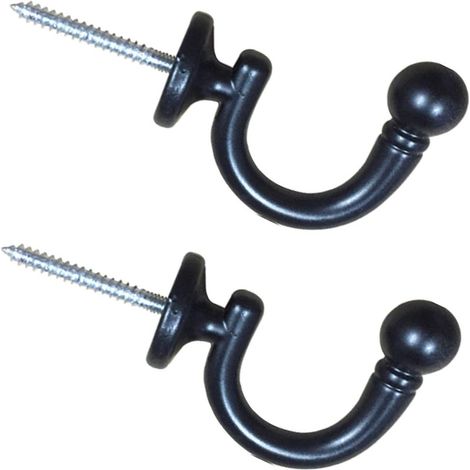 Accessoires pour rideaux, petits crochets de rideaux noirs, lot de 2, crochets de support de rideaux en alliage d'aluminium (1/5)