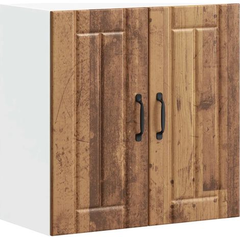 Pensile da cucina funzionale e di design dall'aspetto anticato 60 x 31 x 60 cm realizzato in legno composito con finitura effetto legno invecchiato 020050170
