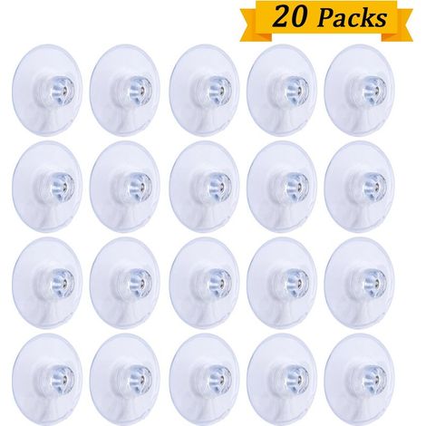 Lot de 20 ventouses de 45 mm en PVC transparent, sans crochets, transparentes. (1/4)