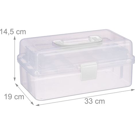 Pratica scatola portaoggetti trasparente 14,5 x 33 x 19 cm con 9 scomparti contenitore versatile in plastica trasparente 130014400