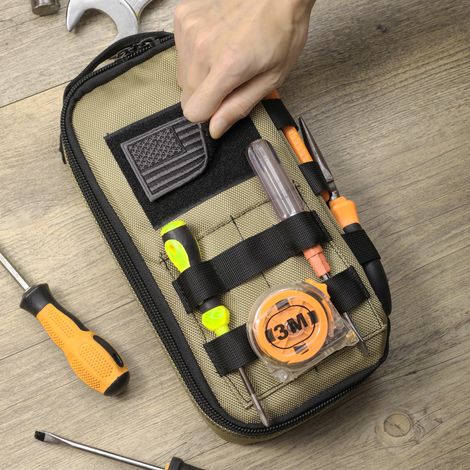 Sac de Rangement pour Outils Portables, Pochette à Outils Multifonction avec Poignée, Kit d'Outils de Quincaillerie Compact (1/4)