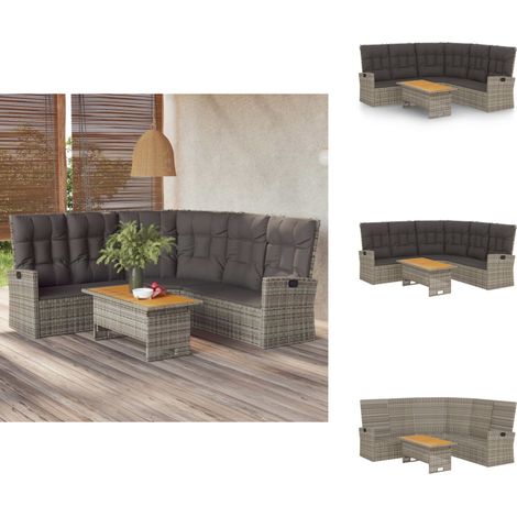2-tlg. Garten-Lounge-Set mit Kissen Grau Poly Rattan - Gartenmöbel - Loungesessel - Outdoor Möbel - Rattan Sessel - Esstisch Set (1/5)
