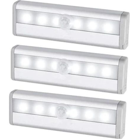 (Blanc)3 pcs Détecteurs de Mouvement Lampe, Veilleuse Automatique,Lampe de Placard,Lampe Escalier, Lampe d\\'armoire, Lampe Nocture (1/4)