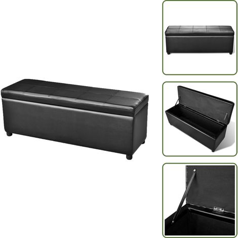 Sitzbank mit Stauraum Lang Holz Schwarz - Sitzbank - Aufbewahrungsbox - Stauraumbank - Wohnzimmer Deko - Garderobe (1/5)