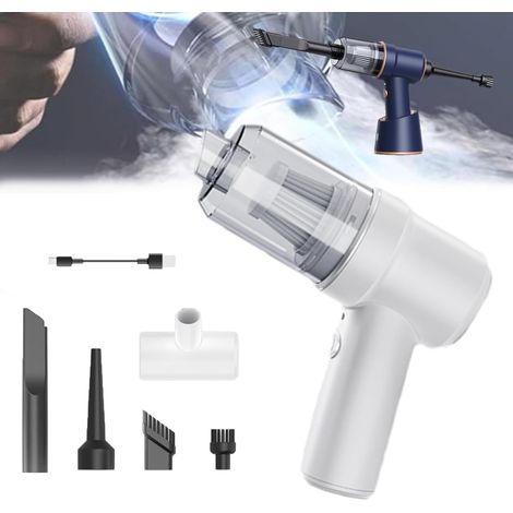 Aspirateur de voiture portable sans fil rechargeable, mini et sans fil 2 en 1 avec fonction d'aspiration et de soufflage, et plusieurs embouts LED pour voiture (1/5)