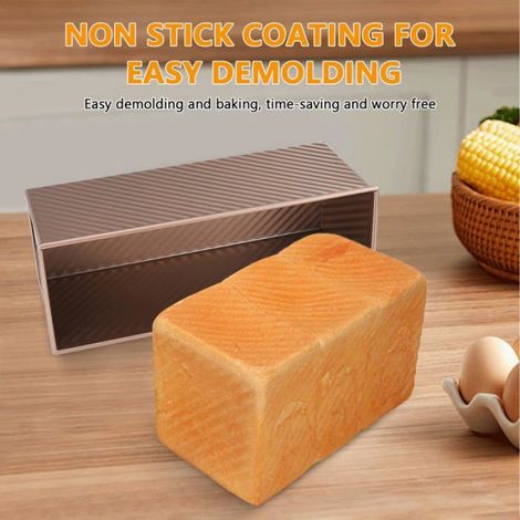 Moule pain de mie avec couvercle - 1 pièce, 1000g pâte, acier carbone, antiadhésif, trous ventilation - Convient pour pa Étiquette (1/5)