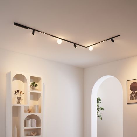 Système de rail magnétique noir 3 m 3 spots 2 profilés et 2 boules LED 39W - Lyne (1/5)