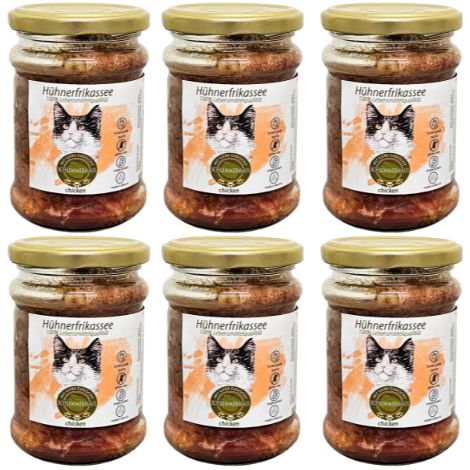 6 fricassées de poulet 200 g Aliment cuit pour chat Alimentation facile à digérer Schlemmermaul