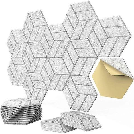 Panels Acoustiques Auto-Adhésifs - En Fibre De Polyester - Pour Studio Et Bureau - Forme Hexagonale - 12 Pièces (1/5)