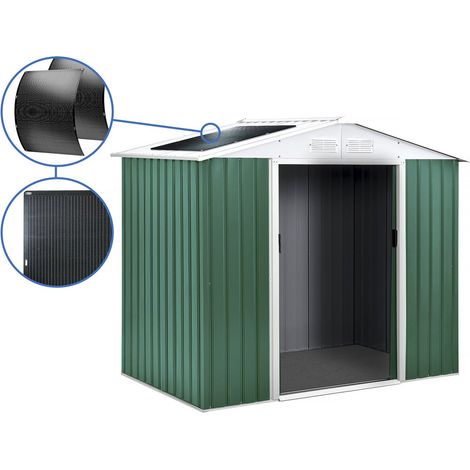 Gerätehaus aus Metall - "Rosas " - 4,07 m² mit Solarpaneelen - Grün