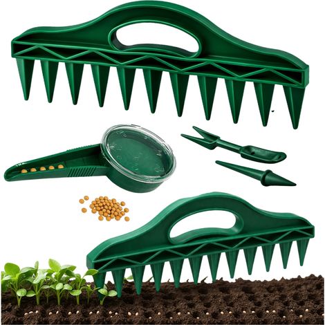 Kit de siembra 4 en 1: perforador, recolector, horquilla y sembradora de precisión.