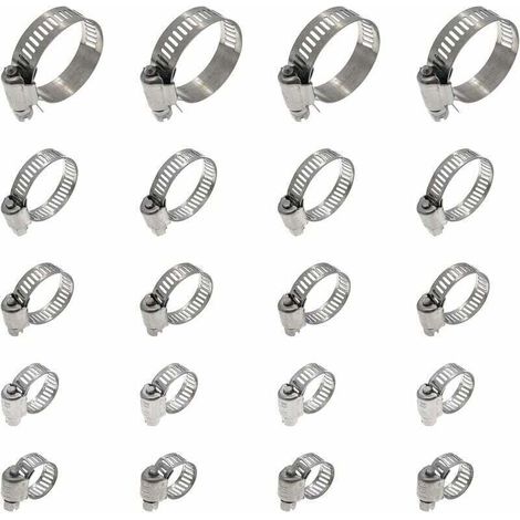20 Stück Schlauchschellen, verstellbare Schlauchschellen 16-25 mm, Schlauchschellen aus Edelstahl 304, Metallschlauchschellen, für Schläuche, Gasschläuche, Wasserschläuche, Kabel, Wasserhähne usw.