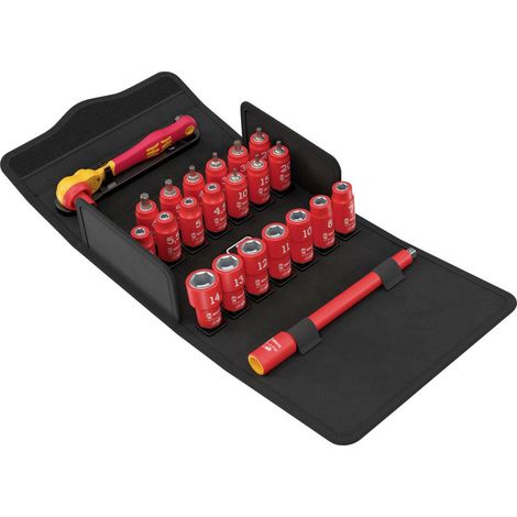 Wera 8100 SA VDE 1 Zyklop Jeu de cliquets, isolés, levier réversible, entraînement 1/4", métrique