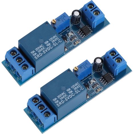 Lot de 2 modules relais NE555, temporisation réglable de 0 à 10 secondes, 5 V (1/5)