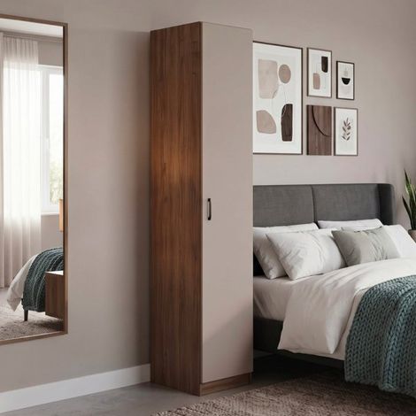 Armadio Singolo 45 cm H 247 cm 1 Anta Noce Naturale e Cashmere Made in Italy