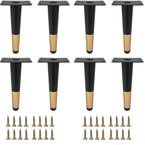 Pied de canapé 2 pièces - Style simple - Pied de meuble de chevet ou de salle de bain - Noir et or - Compatible avec robinetterie droite - 15 cm (1/5)