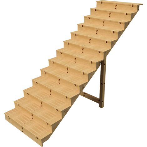 Berlin Escalier extérieur bois 13 marches H 224cm L-120cm fermé