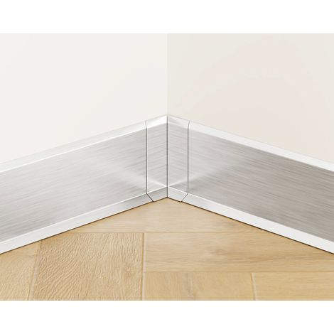 Set 4 angoli interni FLI componibili per battiscopa 6cm x 3cm x 3cm - argento satinato (1/5)