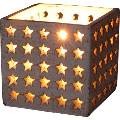 Windlicht Sterne Used-Look Dekoration Kerzenhalter Teelicht 10 x 10 cm (1/2)