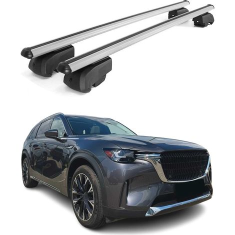 OMAC Aluminium Dachträger Querträger für Mazda CX-90 2024-2026 – City Crash – ISO/PAS 11154:2006 – Abschließbar – Max. 75 kg – 2 Stangen Silber (1/5)