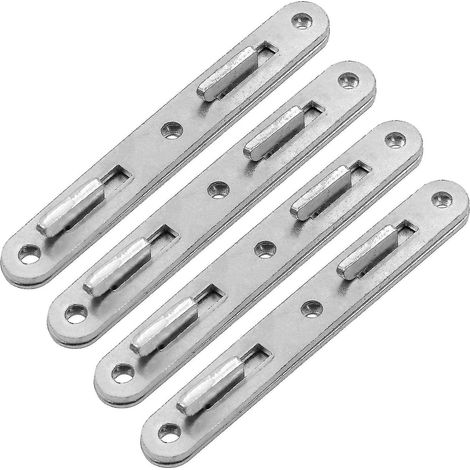 Raccords pour traverses de lit en bois, crochet de lit rond en zinc de 12,7 cm (5 pouces), ensemble de 4 raccords épais pour meubles et lits (1/5)