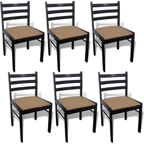 Maison Exclusive - Sedie da Pranzo 6 pz Marroni in Legno Massello e Velluto (1/5)