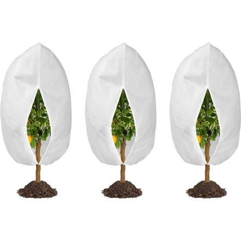 Set of 3 cold protection for plants with drawstring and zipper Reusable plant protection 60x80 cm (1/5)