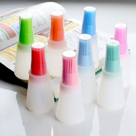 Pinceau à huile en silicone - - Flacon distributeur 60 ml - Résistant à la chaleur - 12x5 cm (1/5)