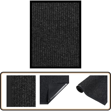 Paillasson rayé Anthracite 40x60 cm - Tapis D'entrée - Paillasson Intérieur - Paillasson Extérieur - Tapis Absorbant - Tapis Antidérapant (1/5)