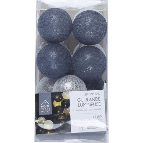 Guirlande Lumineuse Led "Boule" 360cm Bleu & Gris (1/4)