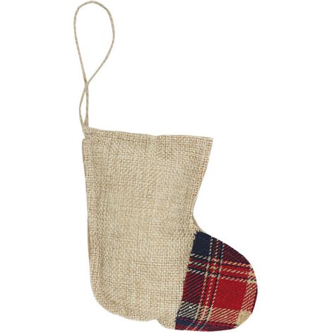 Autres décorations de Noël Ornements de Noël en toile de jute en vrac Mini ornements d'arbre de Noël amusants et uniques Ornements de Noël rustiques（Pendentif en lin de Noël type B (chaussettes)） (1/5)