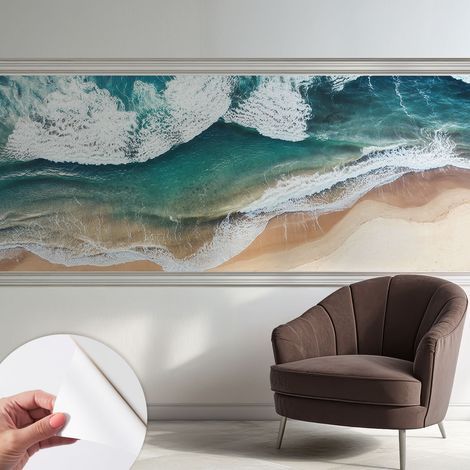 Selbstklebend Tapete - Wandgestaltung - Tapete Wohnzimmer - Flur Eingangsbereich Meereswellen 250x104 cm (1/5)