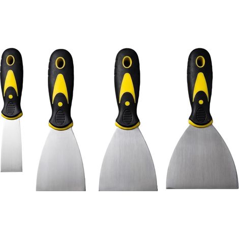 4PCS Spatules Complètes en acier Inoxydable, Couteau de Revêtement pour le Travail de Mastication et de Décapage, 38mm, 75mm, 100mm, 150mm et Ergonomique, Eratique et Pliable (1/5)