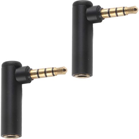 Deux adaptateurs audio coudés à 90 degrés, mâles vers femelles de 3,5 mm (1/5)