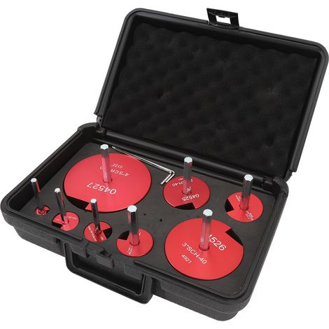 Alésoir de tuyauterie professionnel standard pour tuyaux PVC, kit d'alésoirs pour raccords de tuyauterie (8 pièces) pour conduites d'eau et canalisations d'évacuation. (1/5)