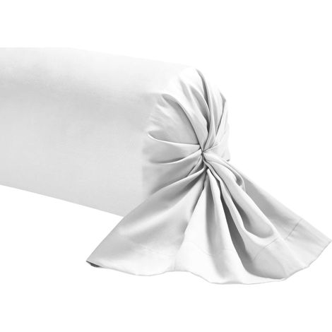 Taie de traversin blanc 100% satin de coton 140 cm (1/2)