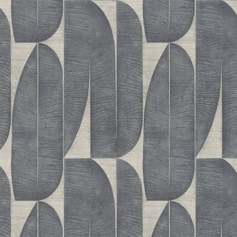 Papel pintado gráfico Profhome 396583 papel pintado no tejido ligeramente texturado de diseño mate beige negro 5,33 m2