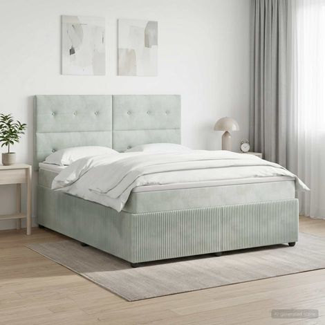 Cama box spring con colchón Gris Claro 160 x 200 cm Terciopelo (1/5)